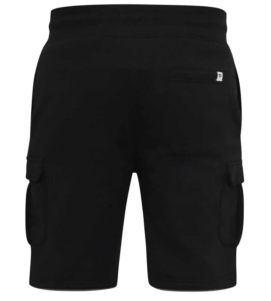 D555 Mens Black Fleece Cargo Shorts With Elasticated Waist (CYRUS 2)